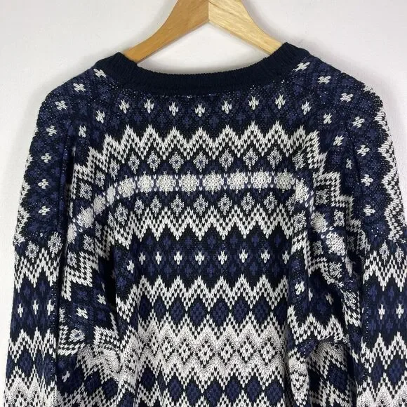 Vtg Ash Creek Men’s Cardigan Sweater L Geometric Grandpacore Dead Stock Preppy